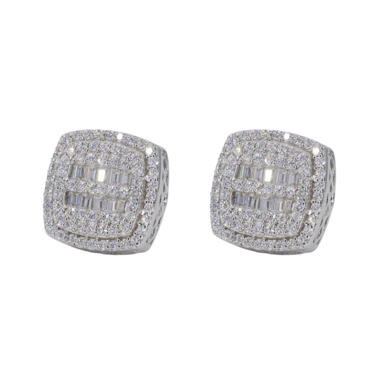 Baguette Middle Cushion VVS Moissanite Daimond Earrings